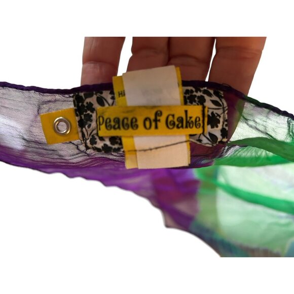 Vintage Peace of Cake Tie Dye Sheer Rectangle Neck Scarf Purple Green Blue - Picture 5 of 8